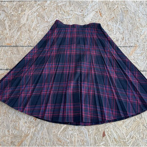 Vintage ILGWU Wool Plaid Pleated Skirt Small Union Made USA High Waist 28 X 28